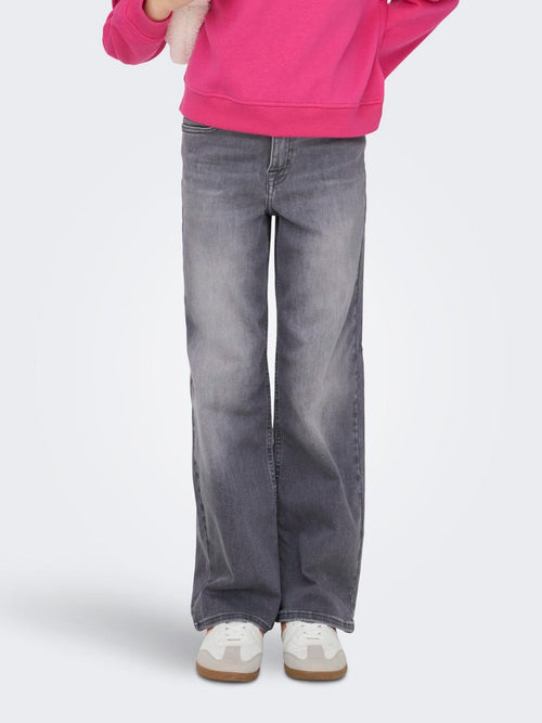 Dsiney Kidz - ONLY KIDS Mid Grey Wide Leg Jeans With Super Stretch and Adjustable Waist image 1