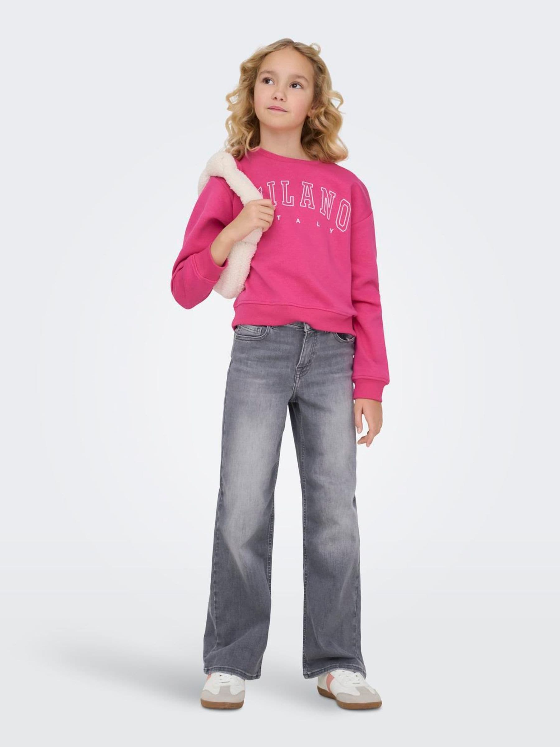 Dsiney Kidz - ONLY KIDS Mid Grey Wide Leg Jeans With Super Stretch and Adjustable Waist image 4