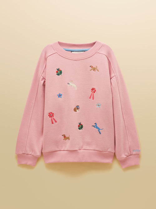 Dsiney Kidz - Joules Girls' Avery Pink Icons Embroidered Sweatshirt image 1