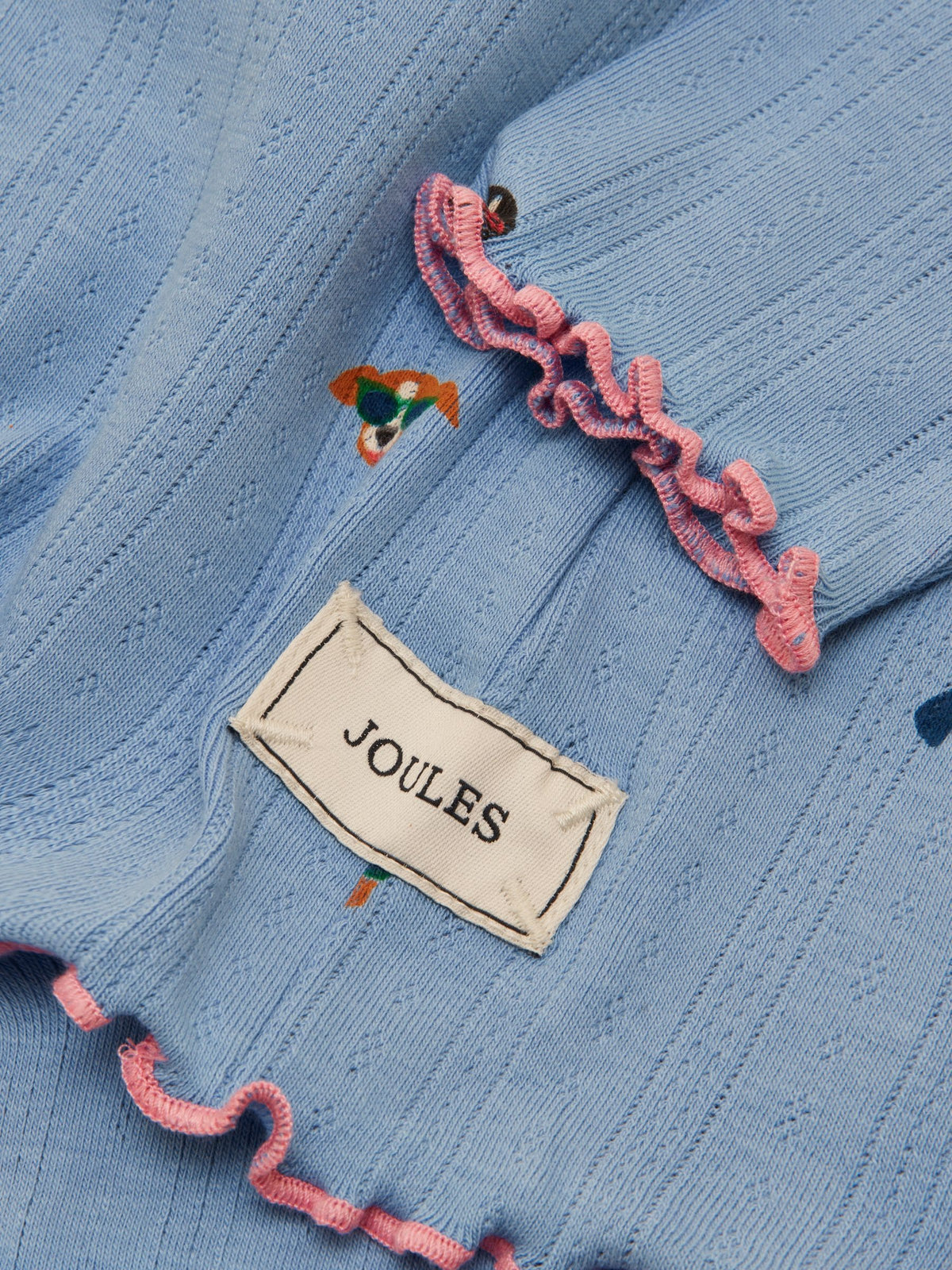 Joules Girls' Odelia Blue Dogs Long Sleeve Pointelle Top - image 3