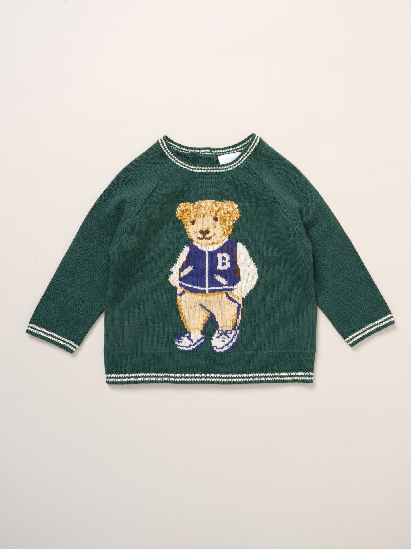 Rock-A-Bye Baby Boutique Green True Knit Bear Jumper And Trousers Outfit Set image 3