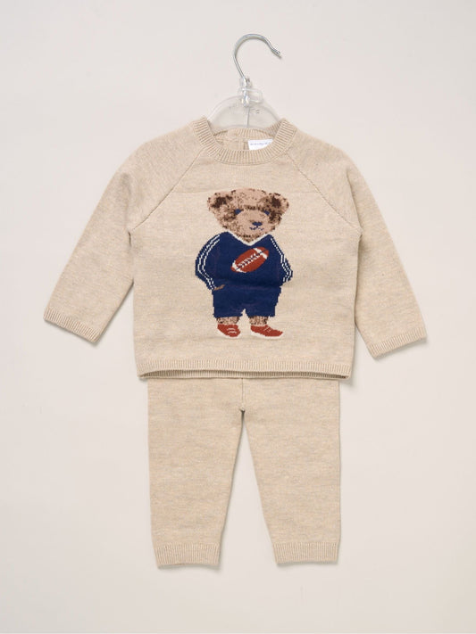 Rock-A-Bye Baby Boutique Brown True Knit Bear Jumper And Trousers Outfit Set image 2