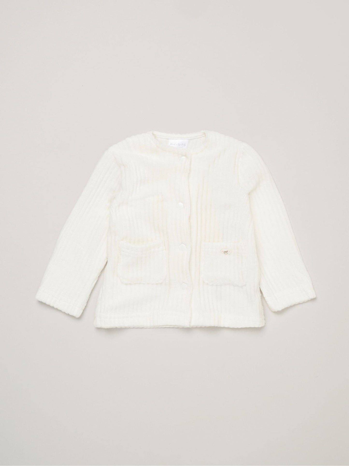 Rock-A-Bye Baby Boutique White Velour Rib Jacket And Footed Trousers Set image 3