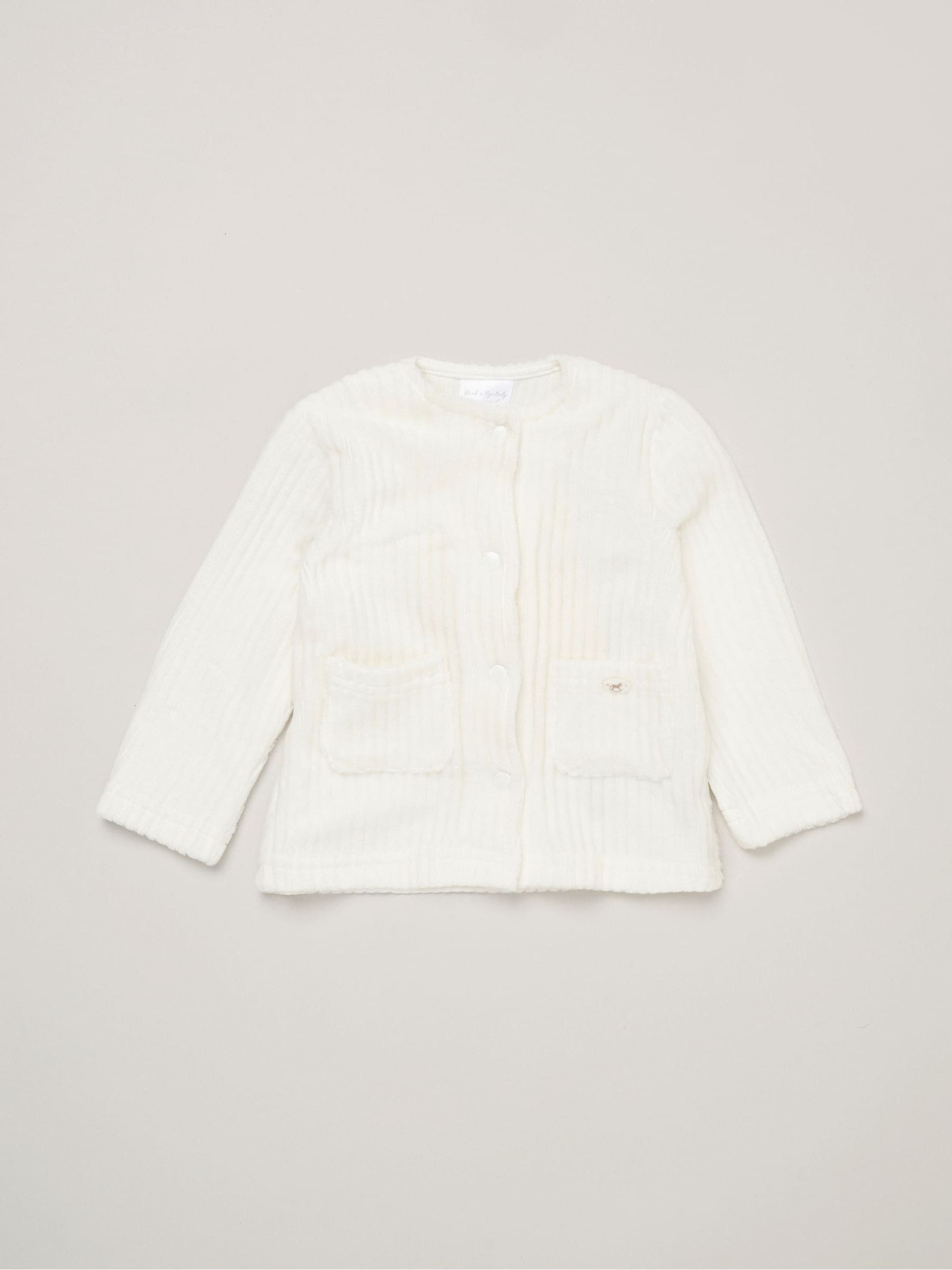 Rock-A-Bye Baby Boutique White Velour Rib Jacket And Footed Trousers Set image 3