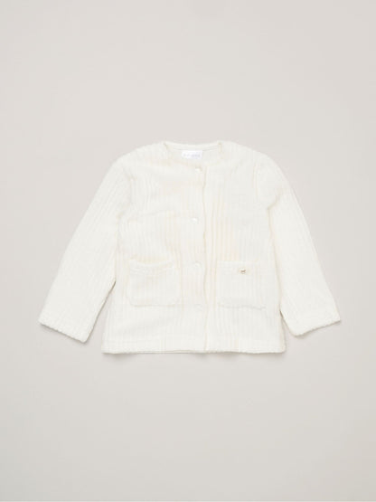 Rock-A-Bye Baby Boutique White Velour Rib Jacket And Footed Trousers Set image 3