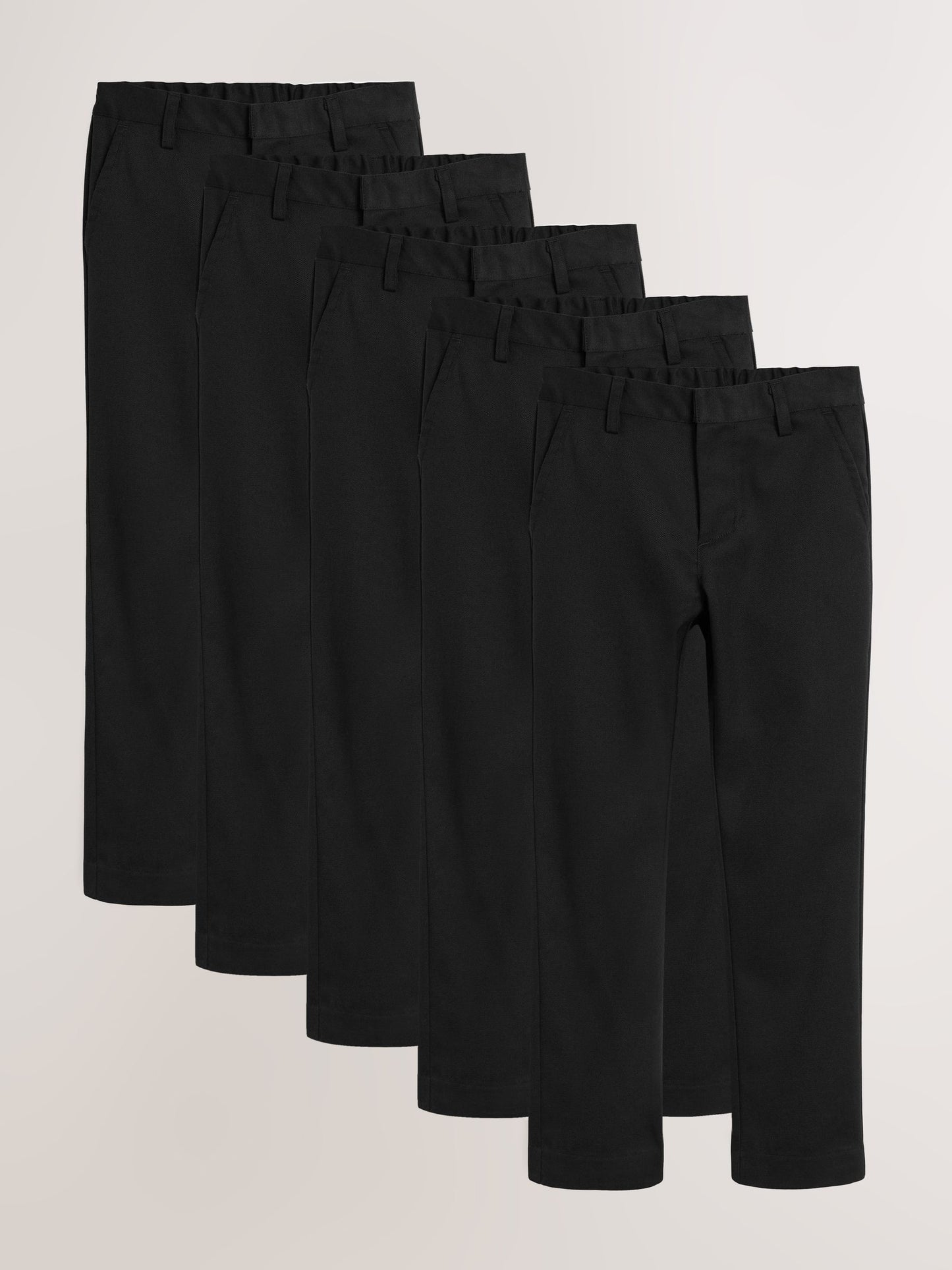 Dsiney Kidz - Black Straight Leg School Trousers 5 Pack (3-17yrs) image 1