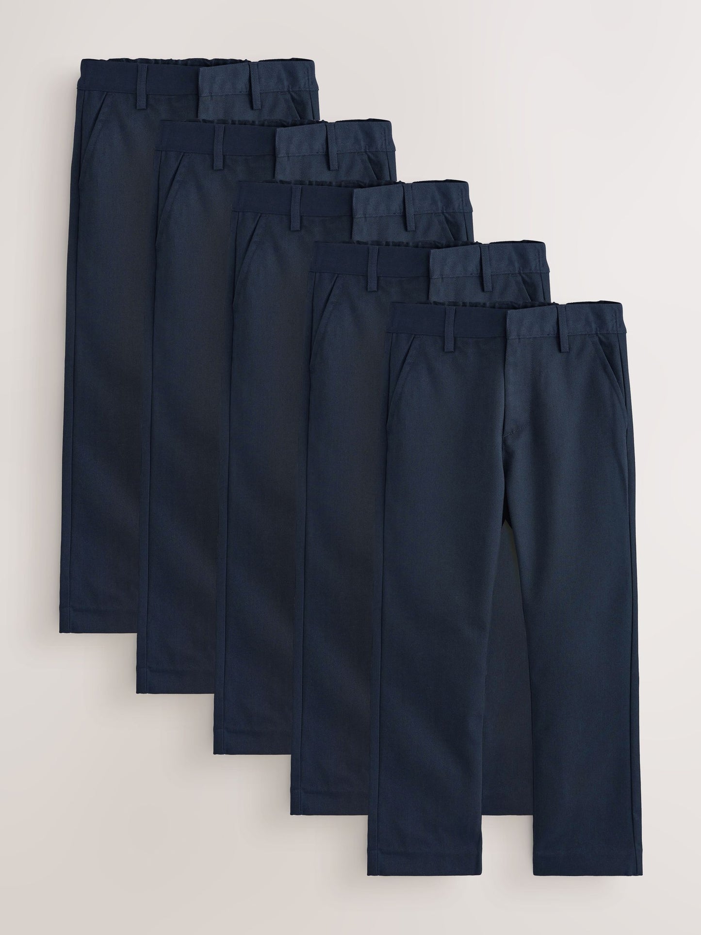 Dsiney Kidz - Navy Straight Leg School Trousers 5 Pack (3-17yrs) image 1