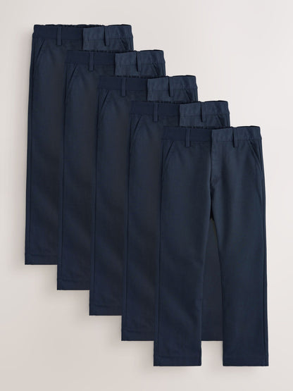 Dsiney Kidz - Navy Straight Leg School Trousers 5 Pack (3-17yrs) image 1