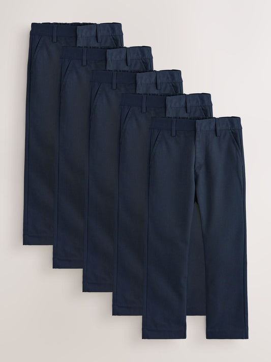 Disney Kidz - Navy Straight Leg School Trousers 5 Pack (3-17yrs) image 1