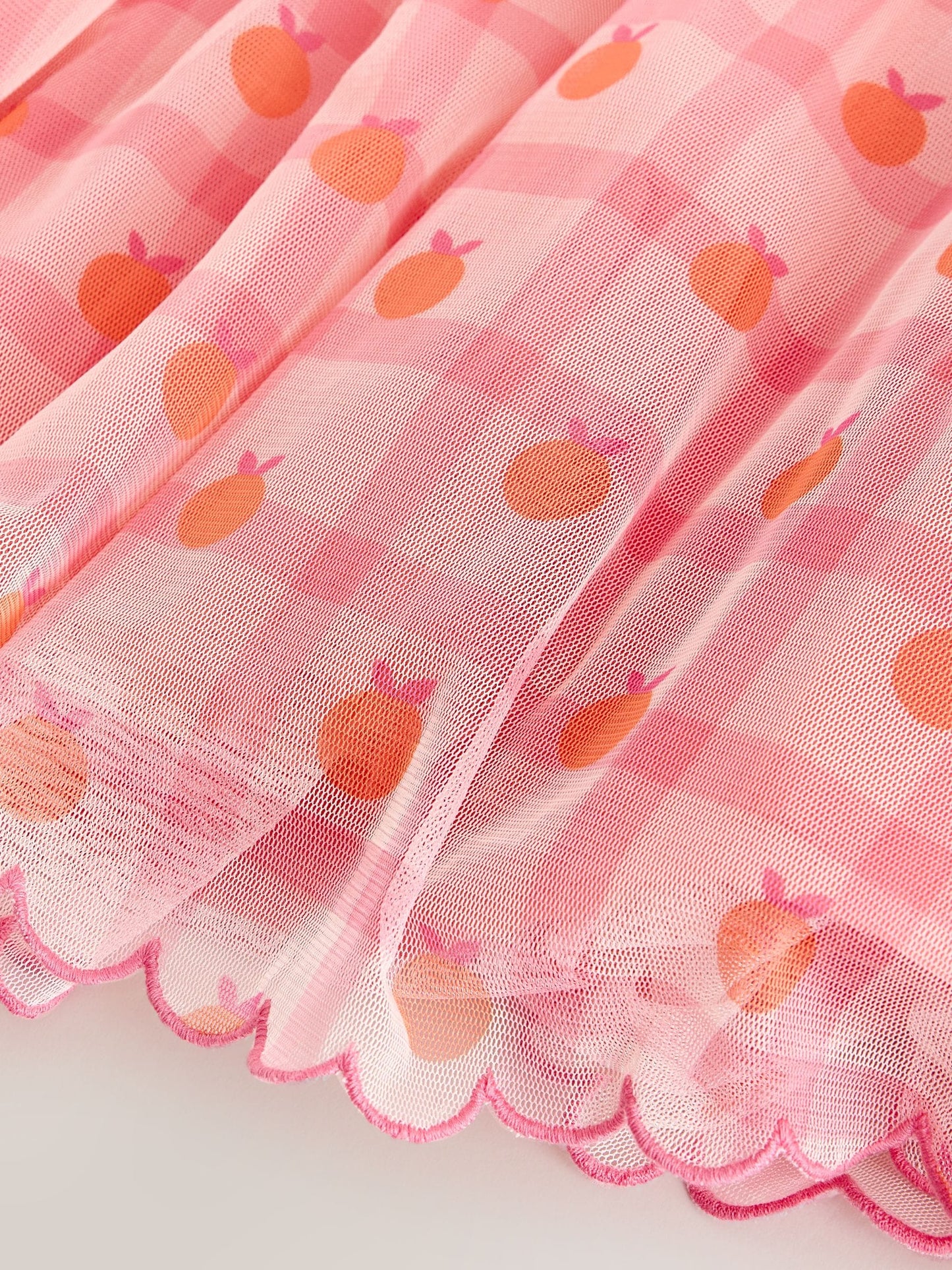 Coral Check Angel Sleeve Mesh Dress (3mths-7yrs) image 7