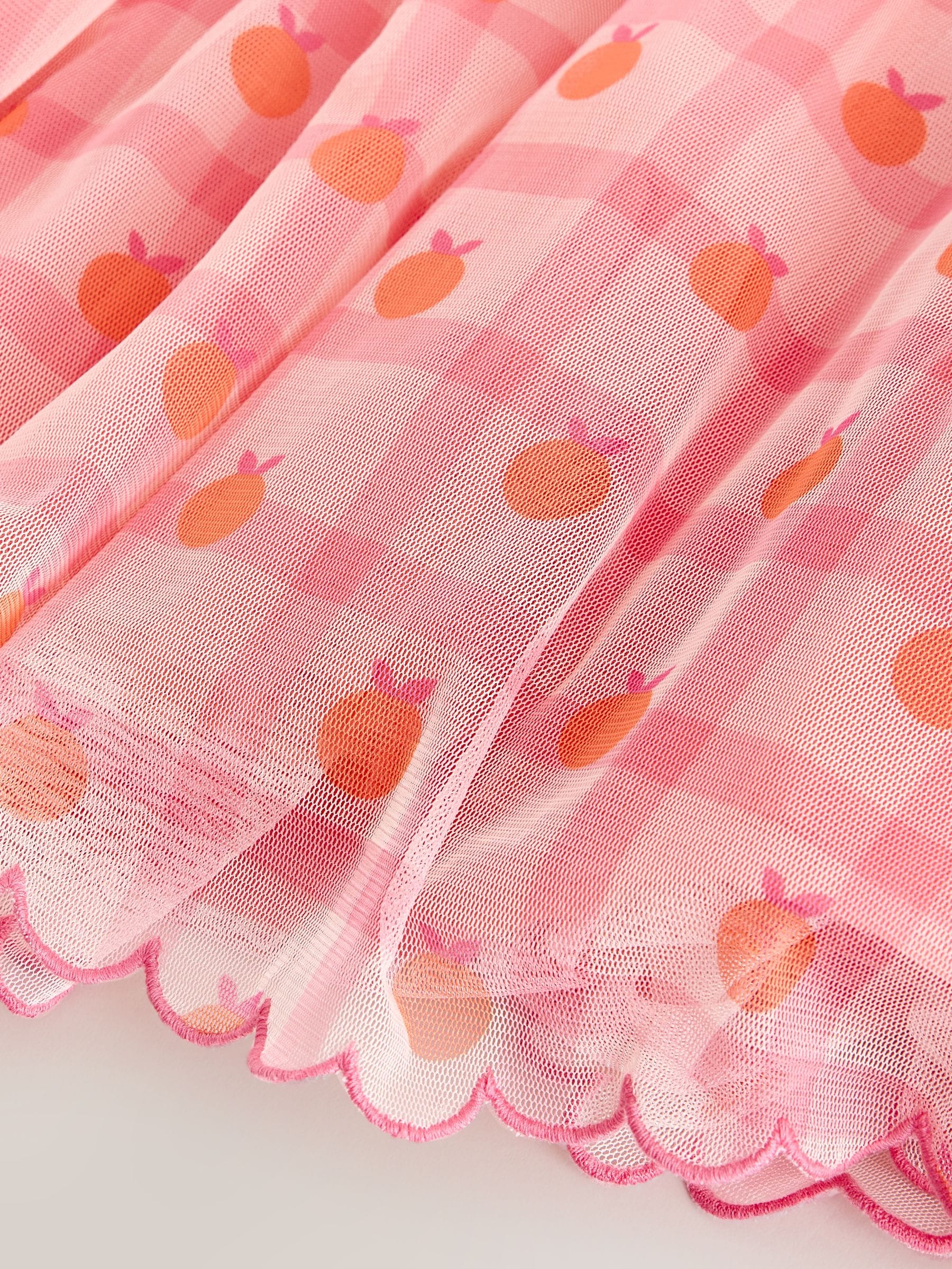 Coral Check Angel Sleeve Mesh Dress (3mths-7yrs) image 7