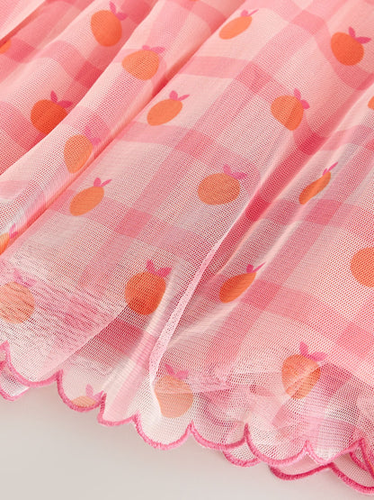 Coral Check Angel Sleeve Mesh Dress (3mths-7yrs) image 7