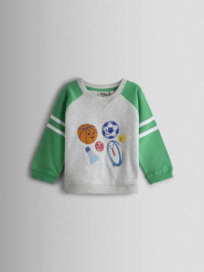 JoJo Maman Bébé Grey Marl 2-Piece Sport Appliqué Sweatshirt & Shorts Set image 3