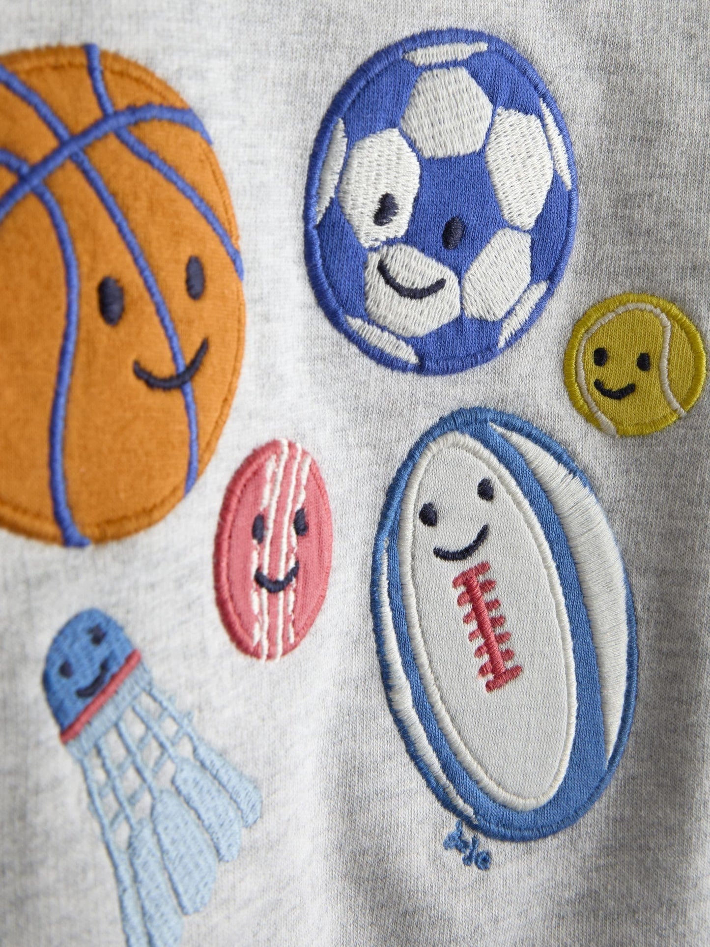 JoJo Maman Bébé Grey Marl 2-Piece Sport Appliqué Sweatshirt & Shorts Set image 7