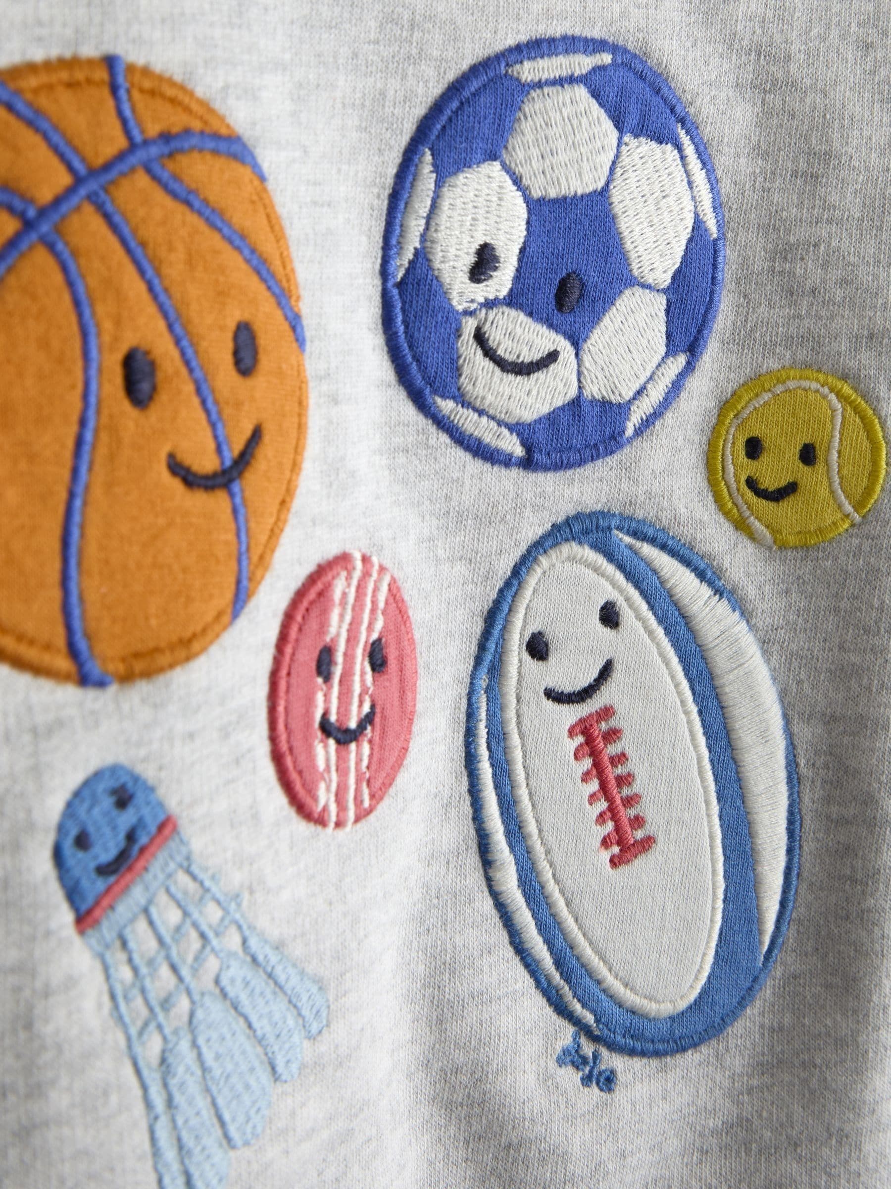 JoJo Maman Bébé Grey Marl 2-Piece Sport Appliqué Sweatshirt & Shorts Set image 7