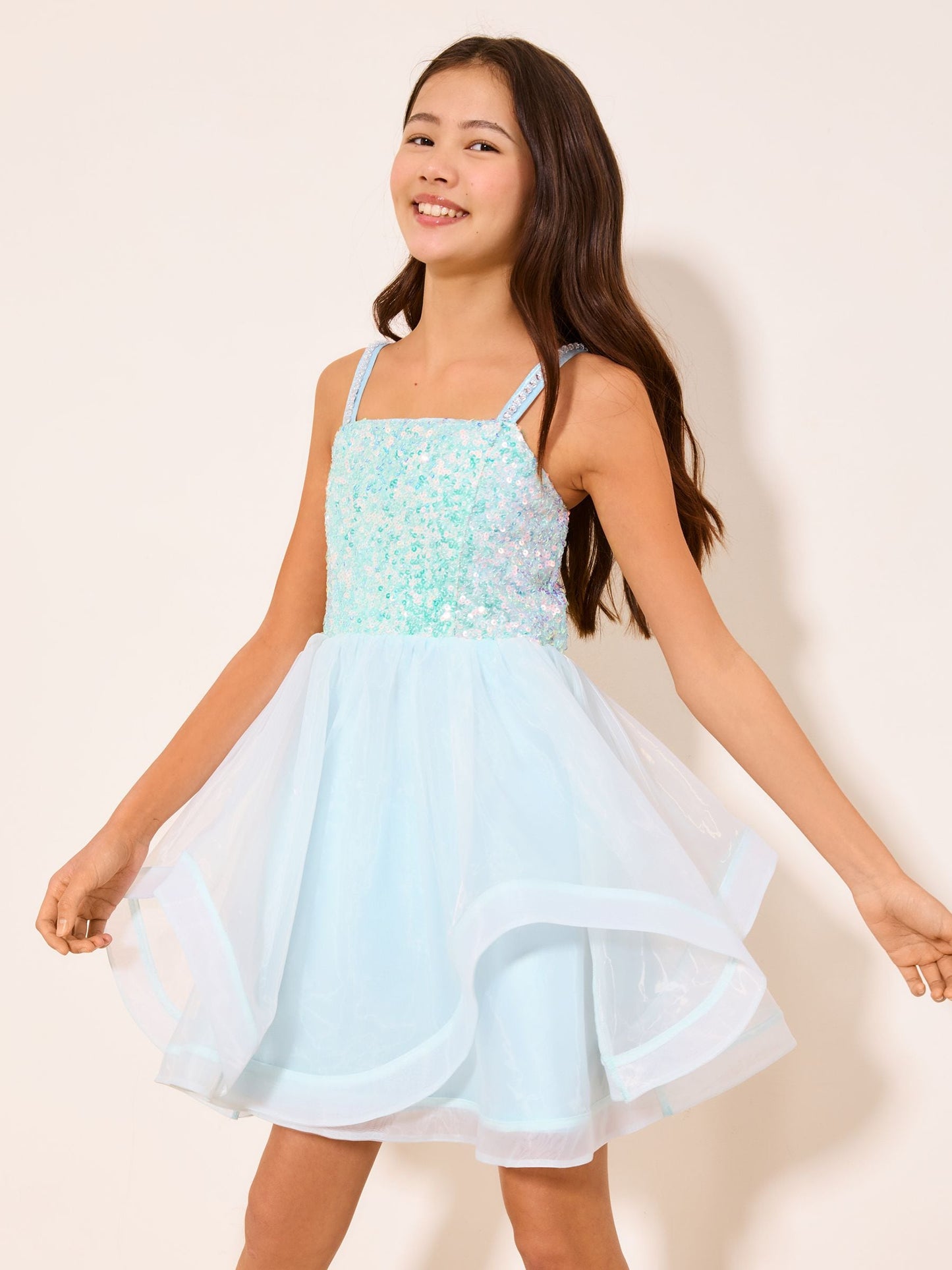 Lipsy Mint Green Sequin Bodice Occasion Party Dress (7-16yrs) image 4