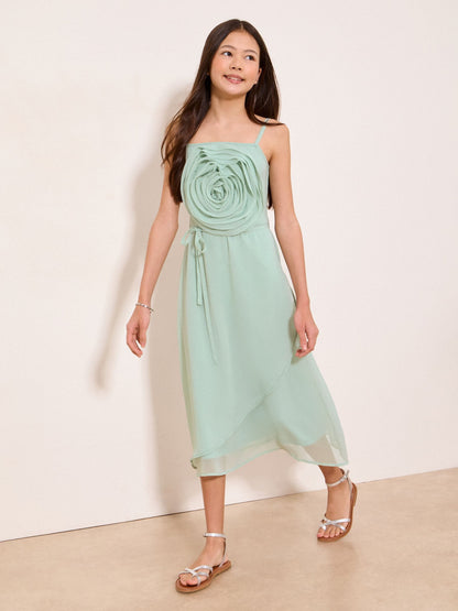Lipsy Green Corsage Occasion Dress (7-16yrs) image 1
