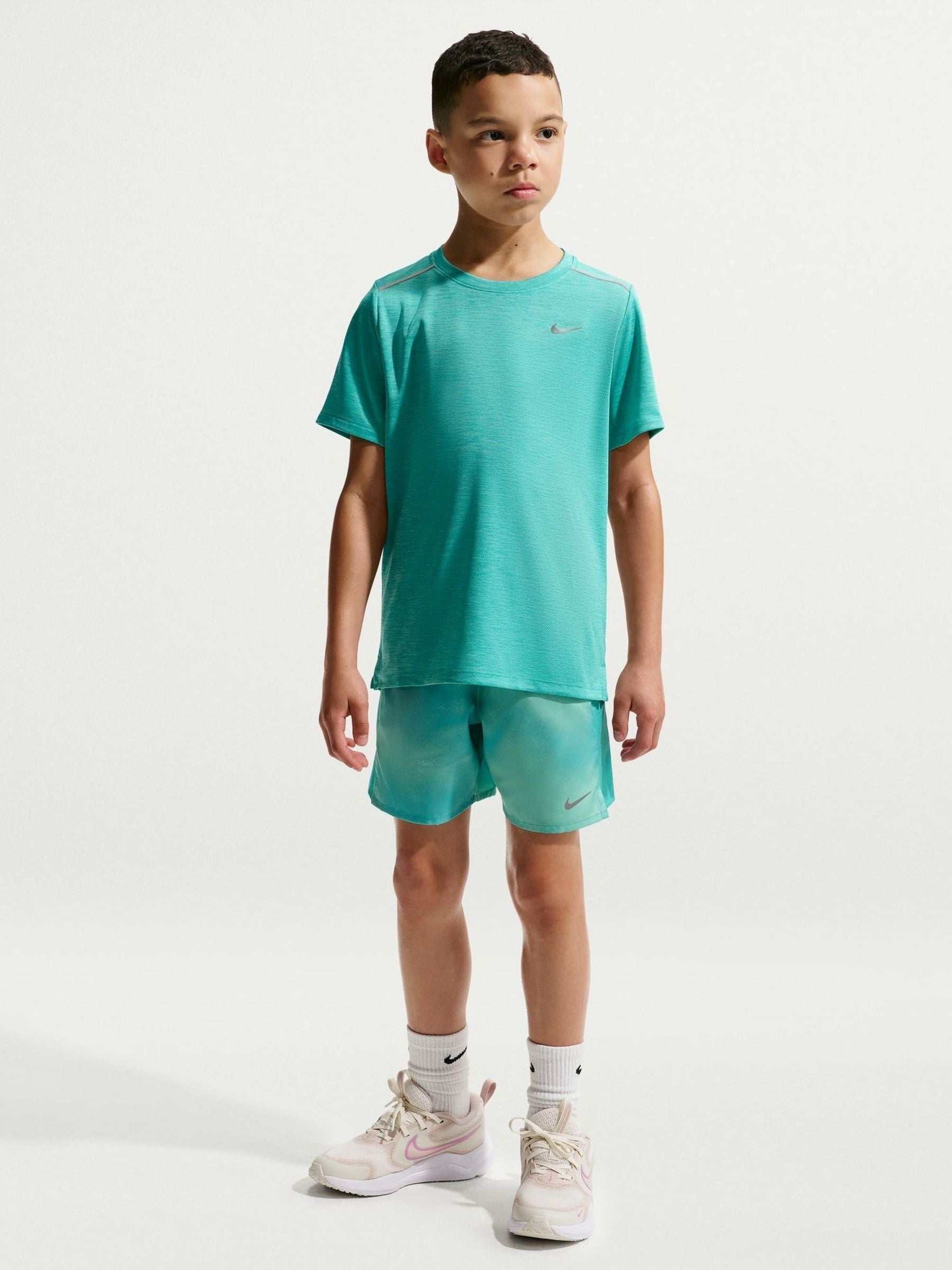 Dsiney Kidz - Nike Green Dri-FIT Miler Printed Shorts image 1
