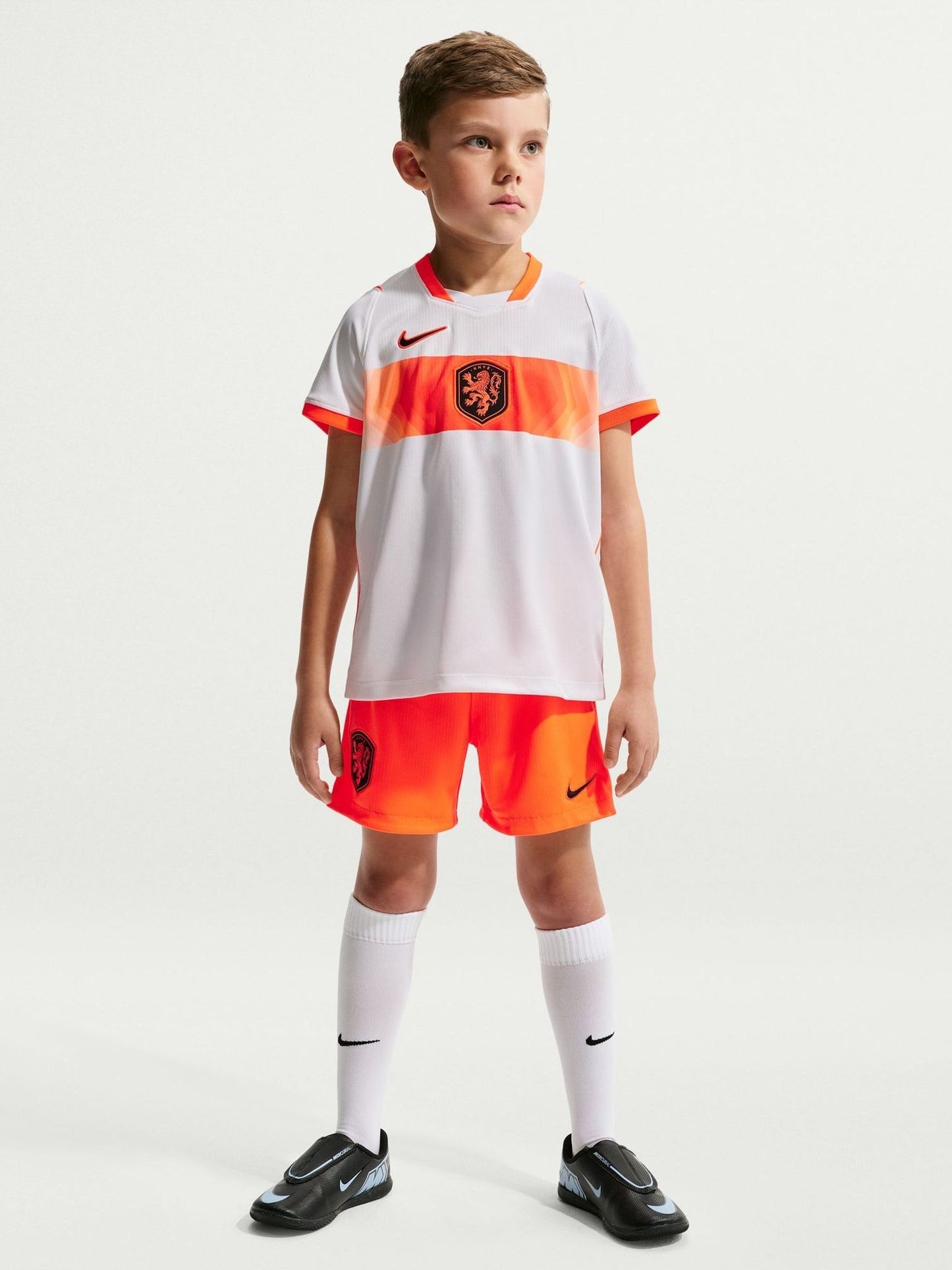 Dsiney Kidz - Nike White/Orange Netherlands 2026 Stadium Little Kids 3 Piece Football Kit image 1
