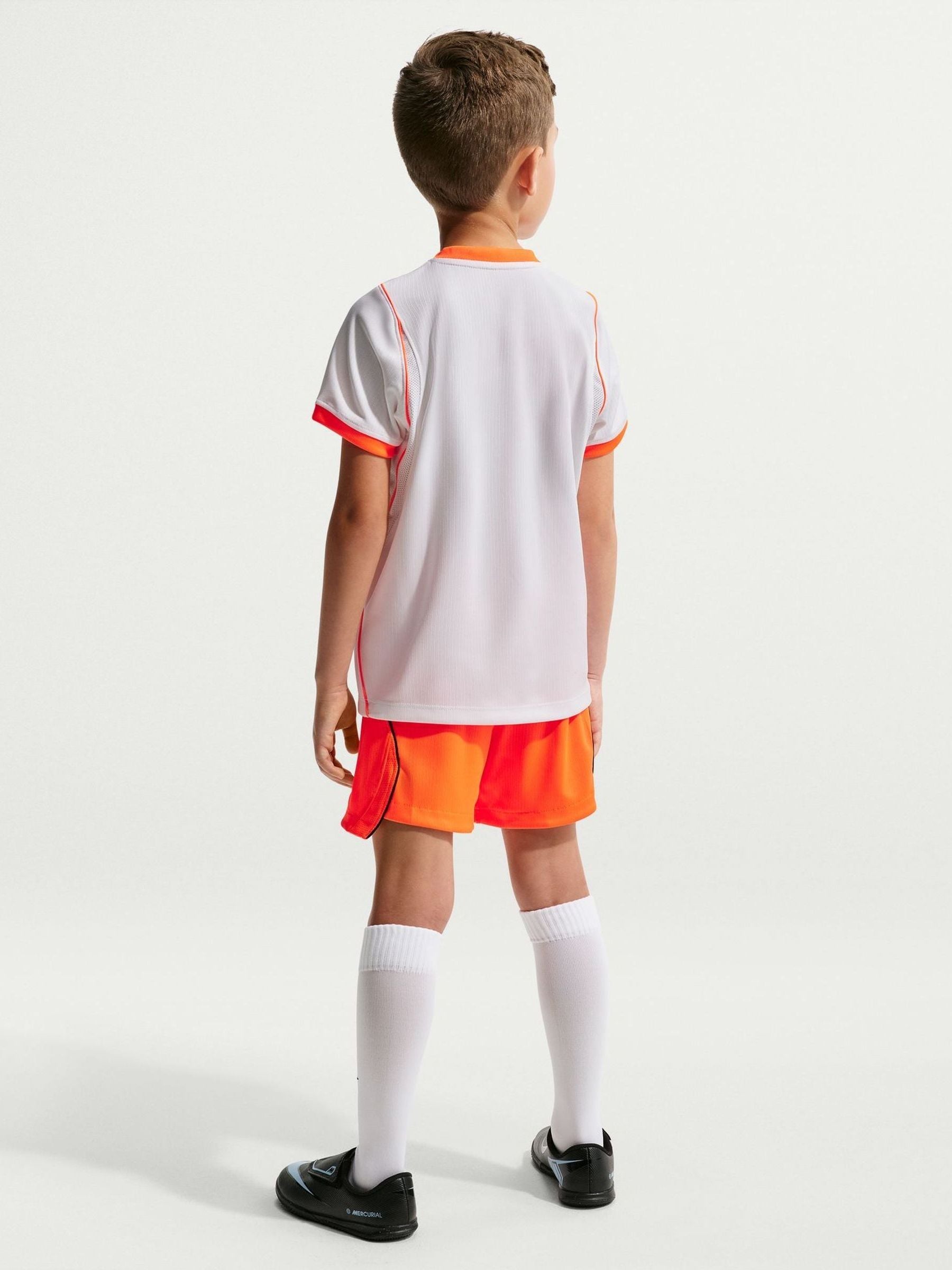 Dsiney Kidz - Nike White/Orange Netherlands 2026 Stadium Little Kids 3 Piece Football Kit image 2