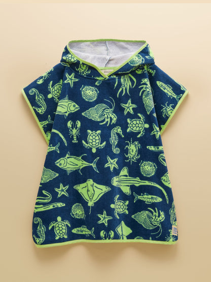 Joules Boys' Decker Blue Towelling Poncho image 2