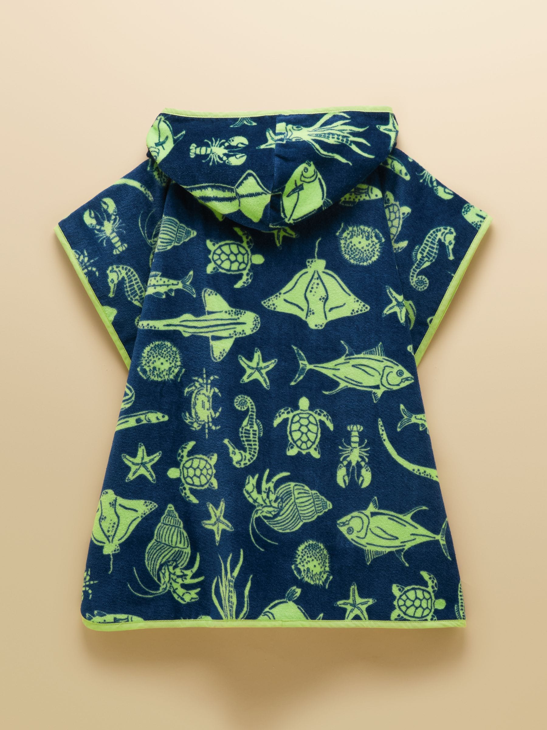 Joules Boys' Decker Blue Towelling Poncho image 3