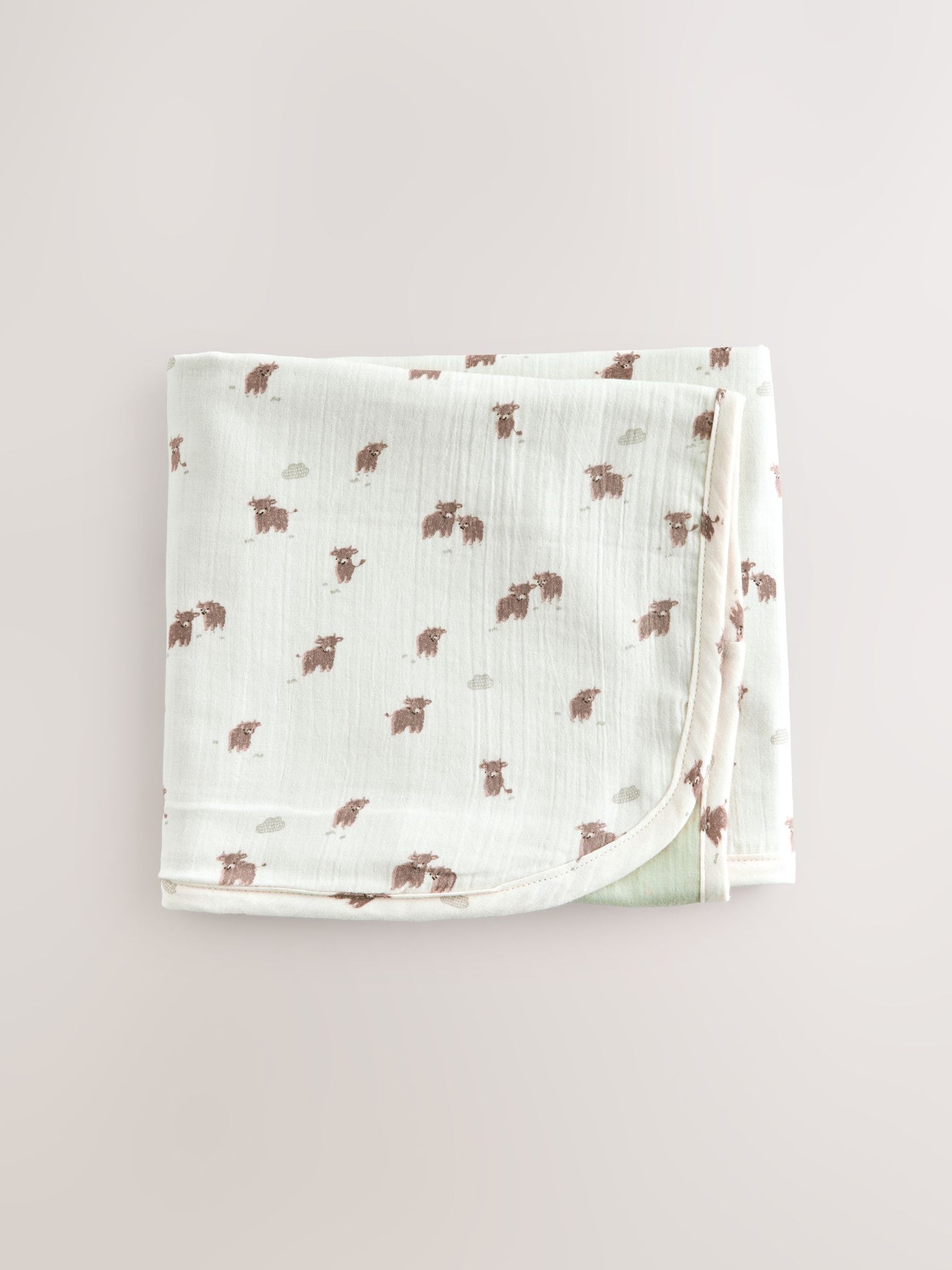 Neutral Hamish Cotton Baby Muslin Blanket image 1