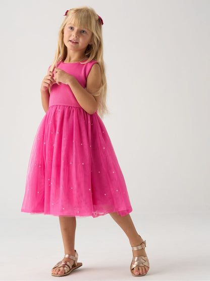 Miss Pink Jacquard Bows Jacket And Sequin Dress Set image 3
