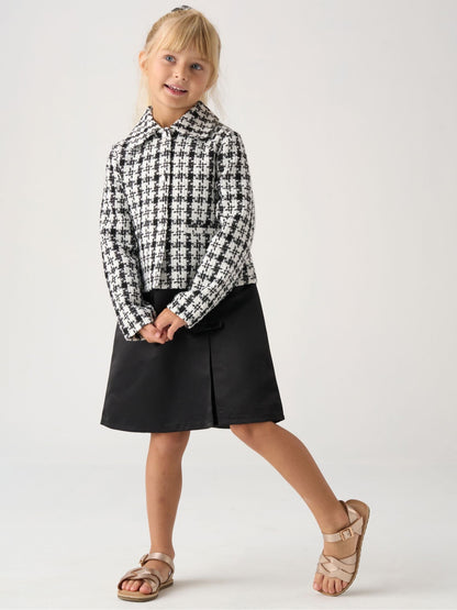 Miss Black Tweed Jacket Scrunchie And Satin Dress Set image 1