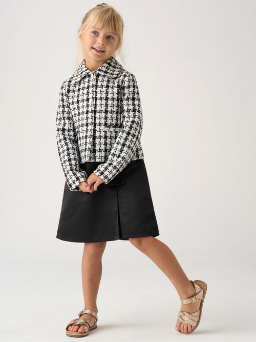 Miss Black Tweed Jacket Scrunchie And Satin Dress Set image 1