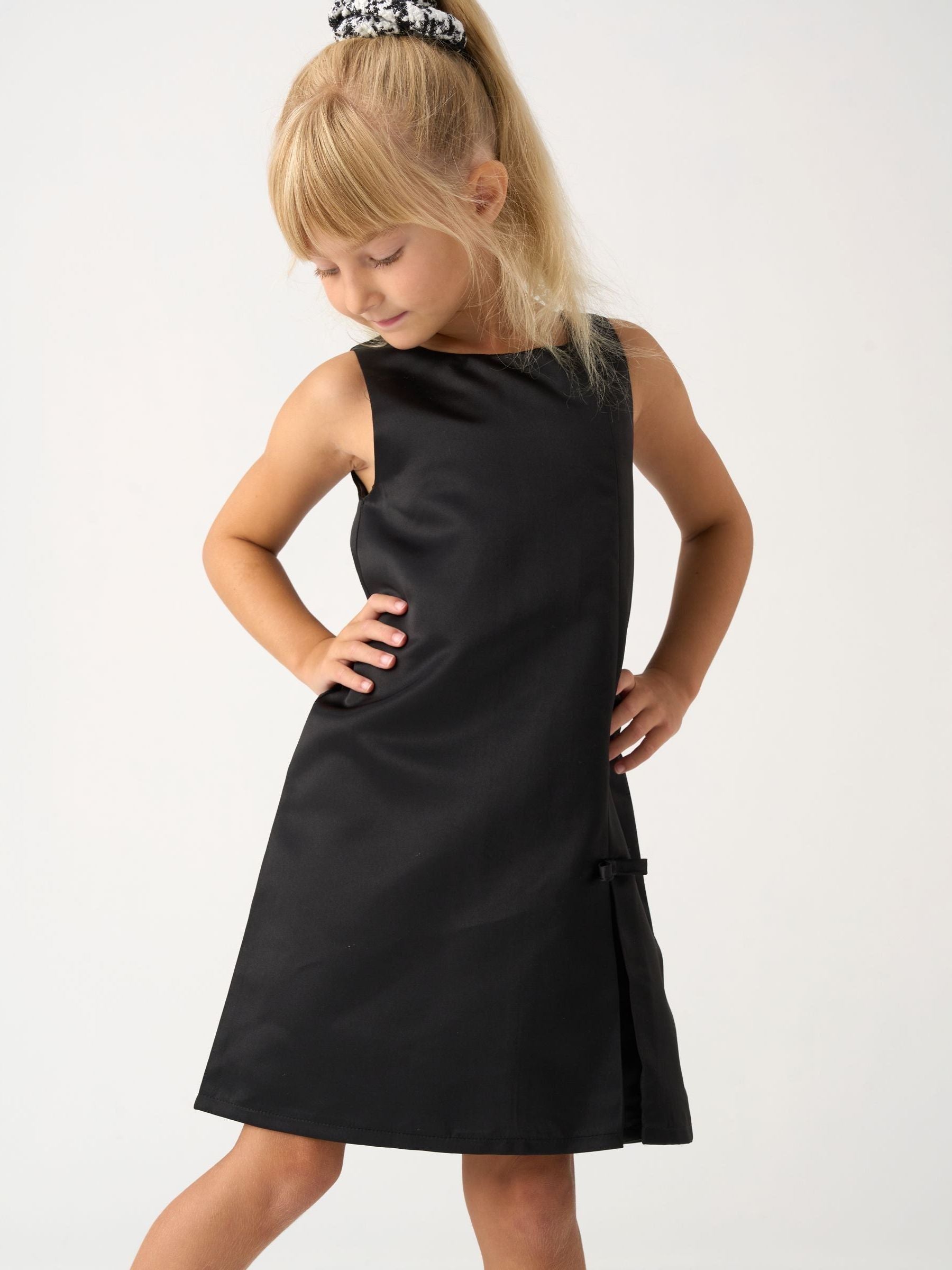 Miss Black Tweed Jacket Scrunchie And Satin Dress Set image 3