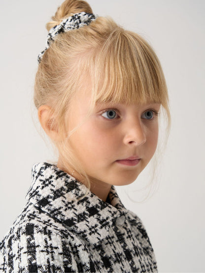 Miss Black Tweed Jacket Scrunchie And Satin Dress Set image 4