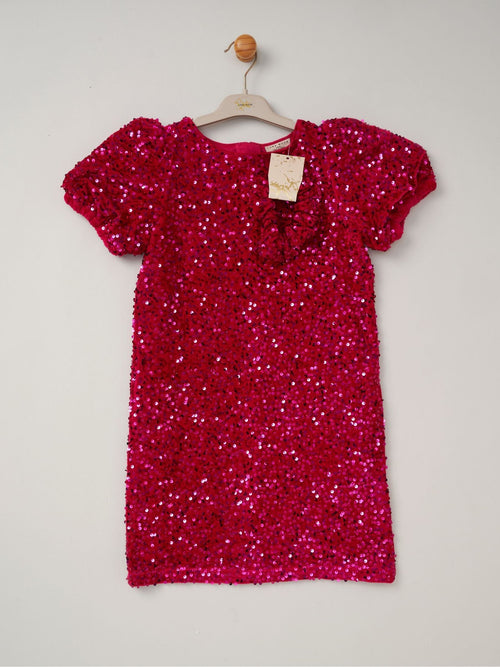 Miss Red Sequin Shift Dress And Matching Scrunchie Outfit Set image 1