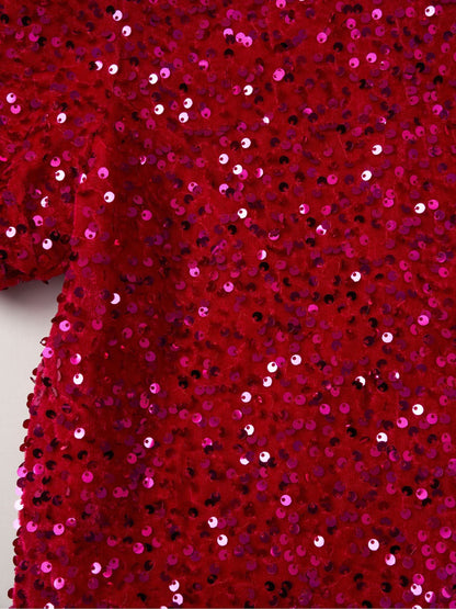 Miss Red Sequin Shift Dress And Matching Scrunchie Outfit Set image 3