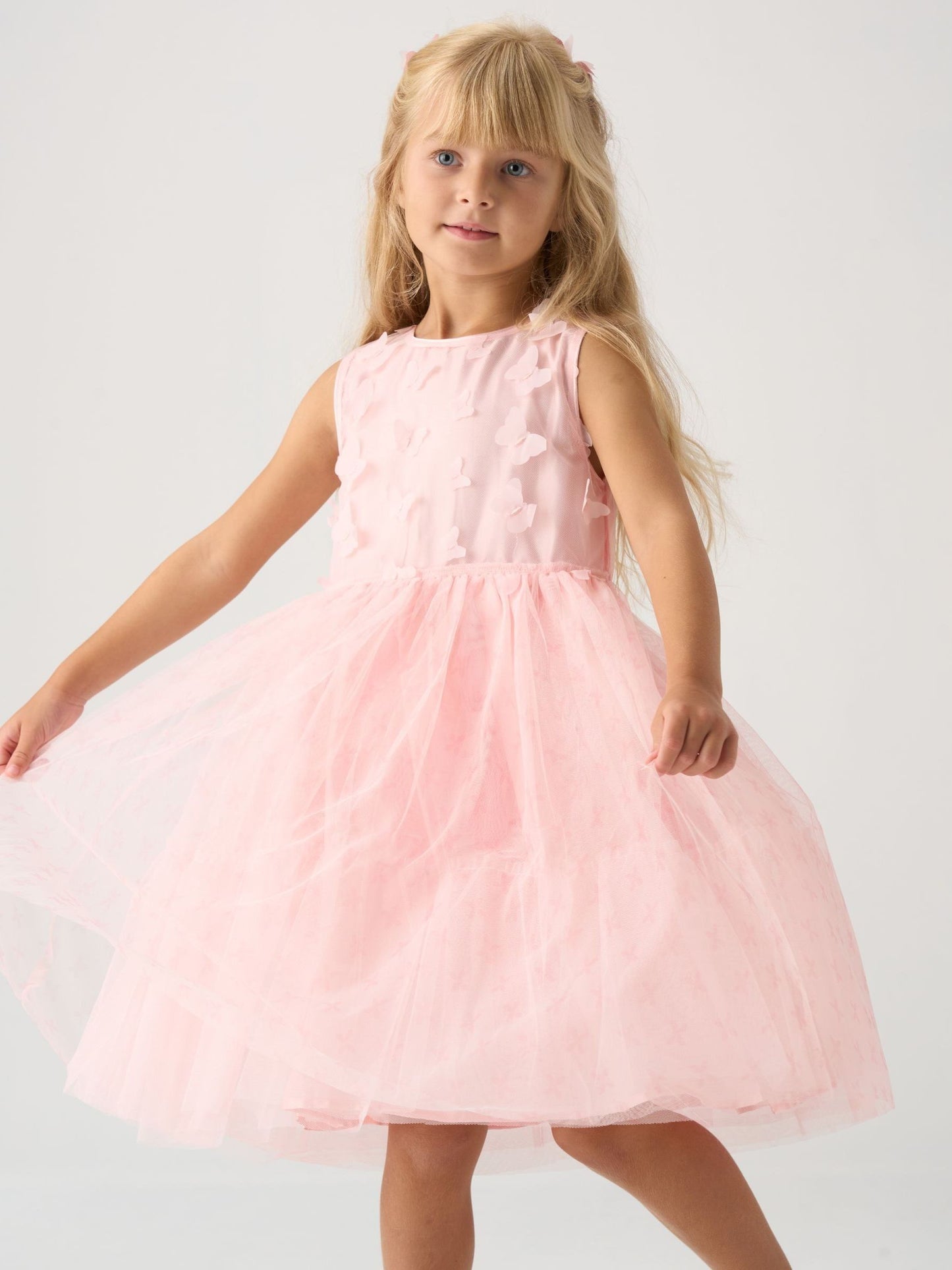 Miss Pink Jacket And Tulle Appliqué Butterfly Dress Set image 2