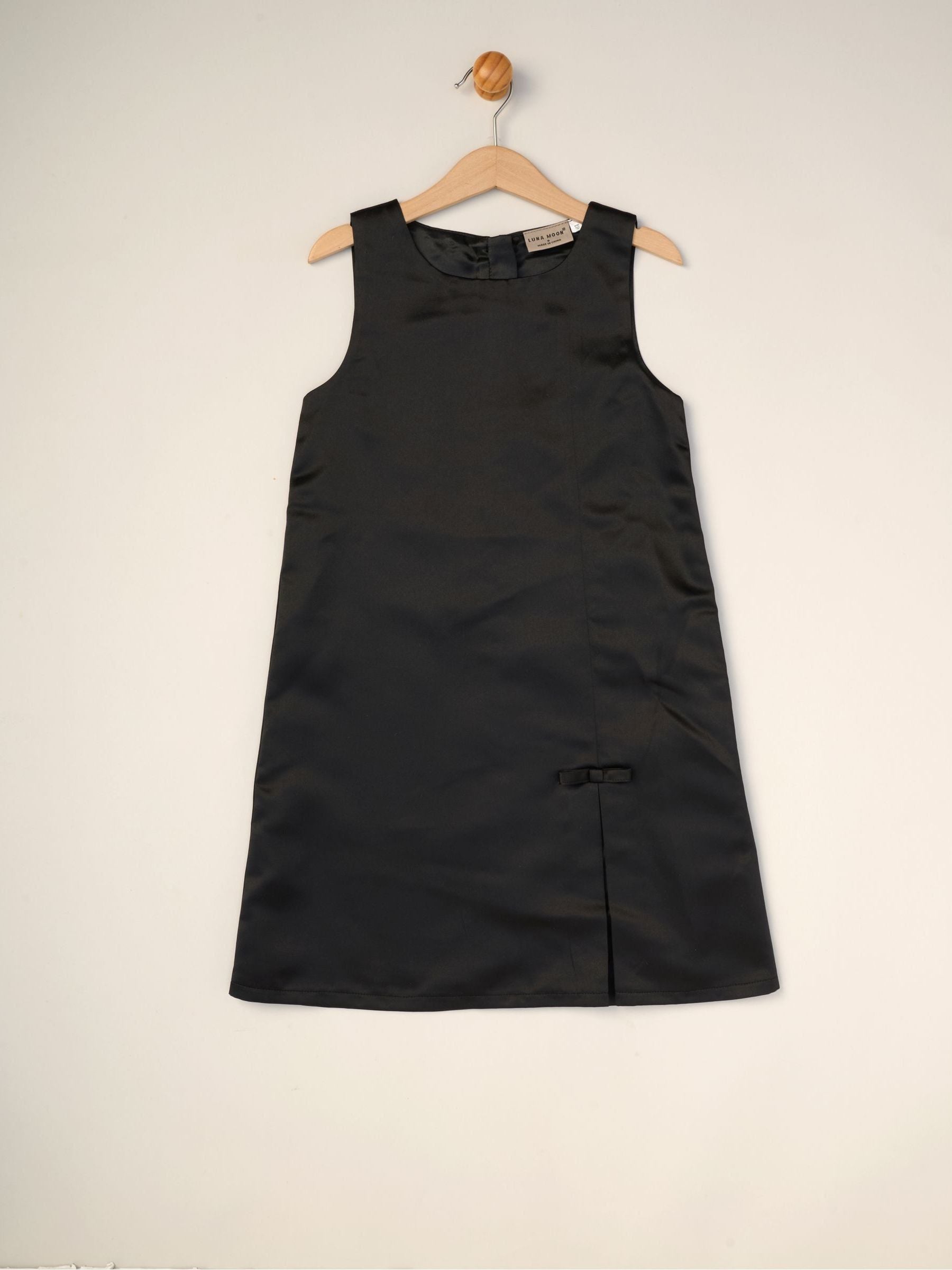 Miss Black Satin Shift Dress Faux Fur Cardigan and Bow Clip Set image 2
