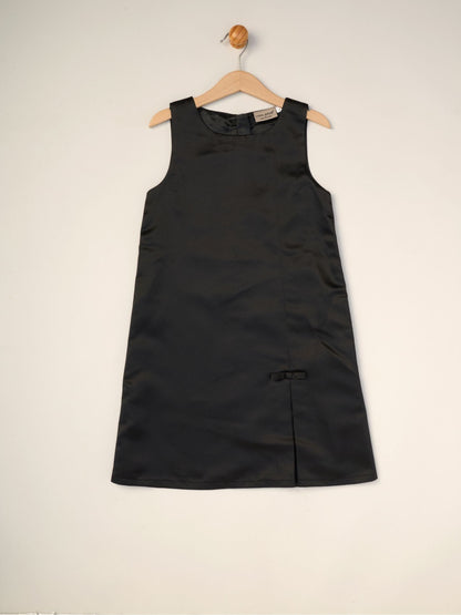 Miss Black Satin Shift Dress Faux Fur Cardigan and Bow Clip Set image 2