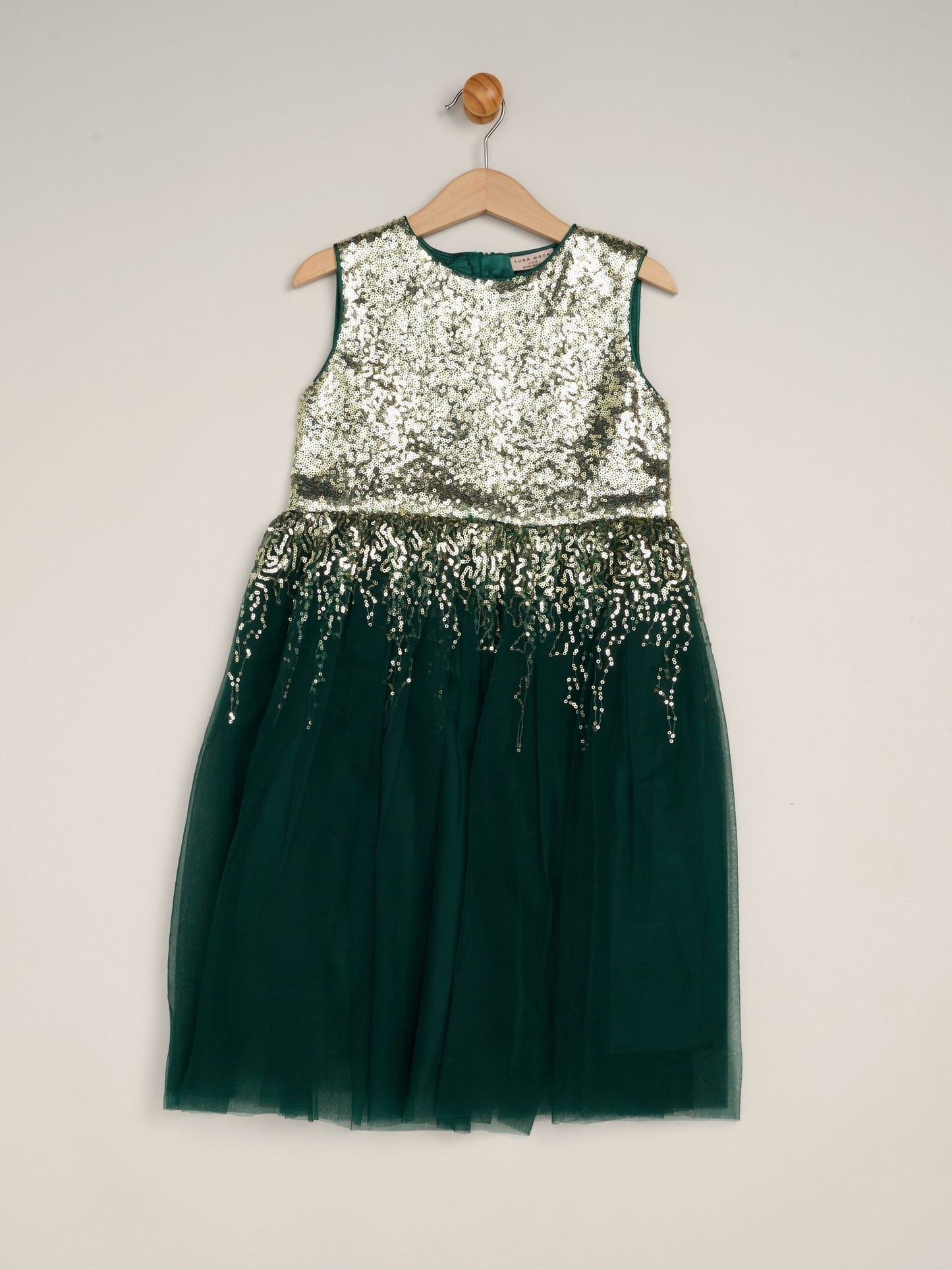 Miss Green Waterfall Sequin Dress And Faux Fur Bolero Set image 2