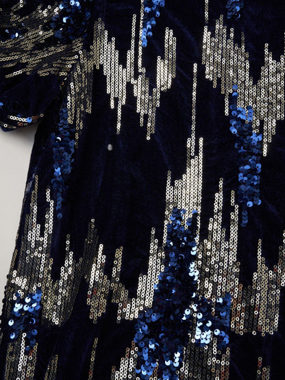 Miss Black Sequin Shift Dress And Matching Scrunchie Outfit Set image 2