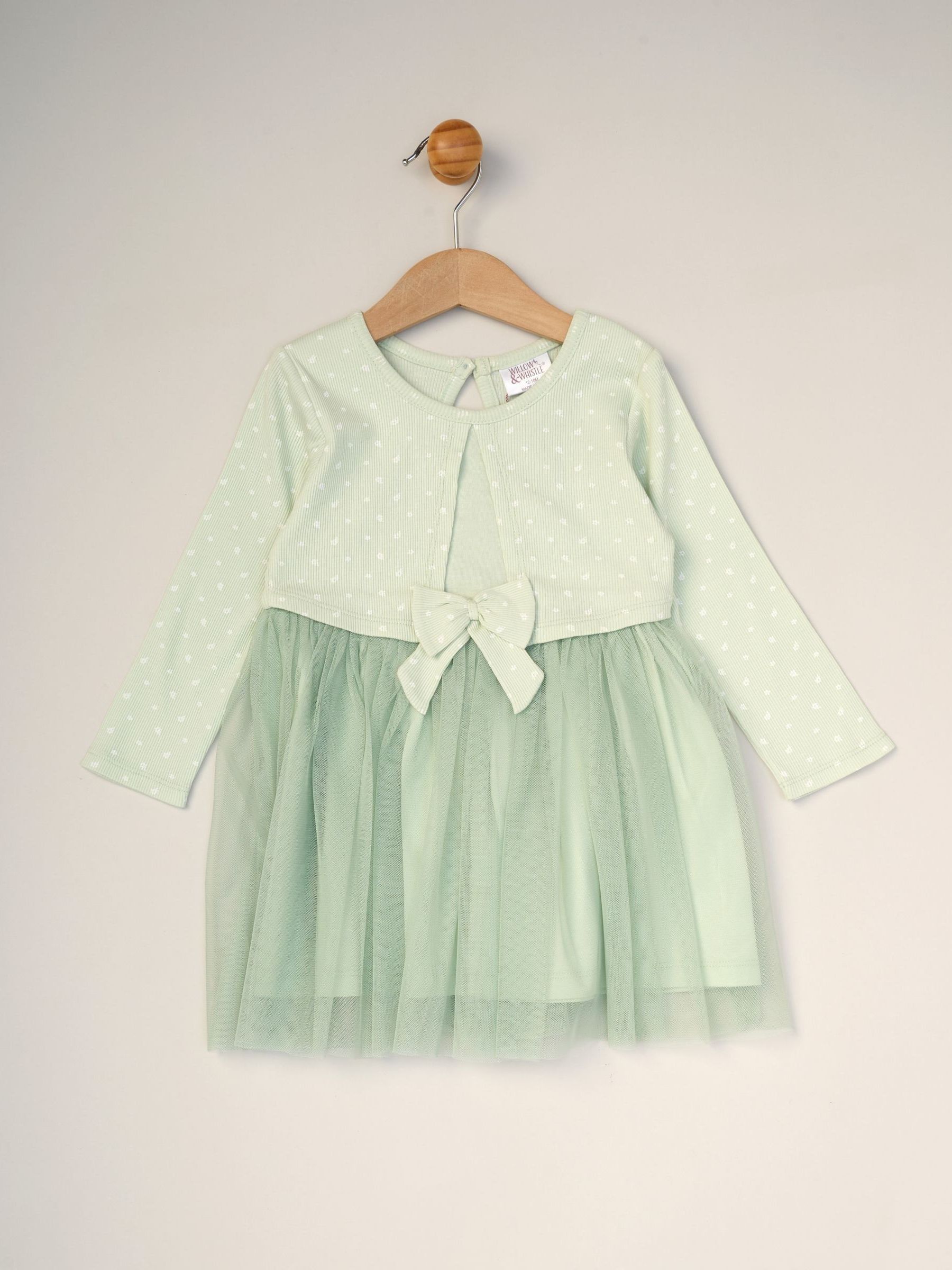 Miss Green Mock Cardigan Dress For Baby image 1