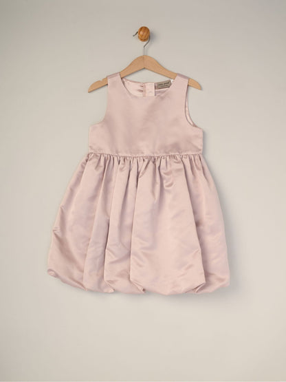 Miss Pink Bubble Hem Satin Dress Faux Fur Cardigan and Bow Clip Set image 3