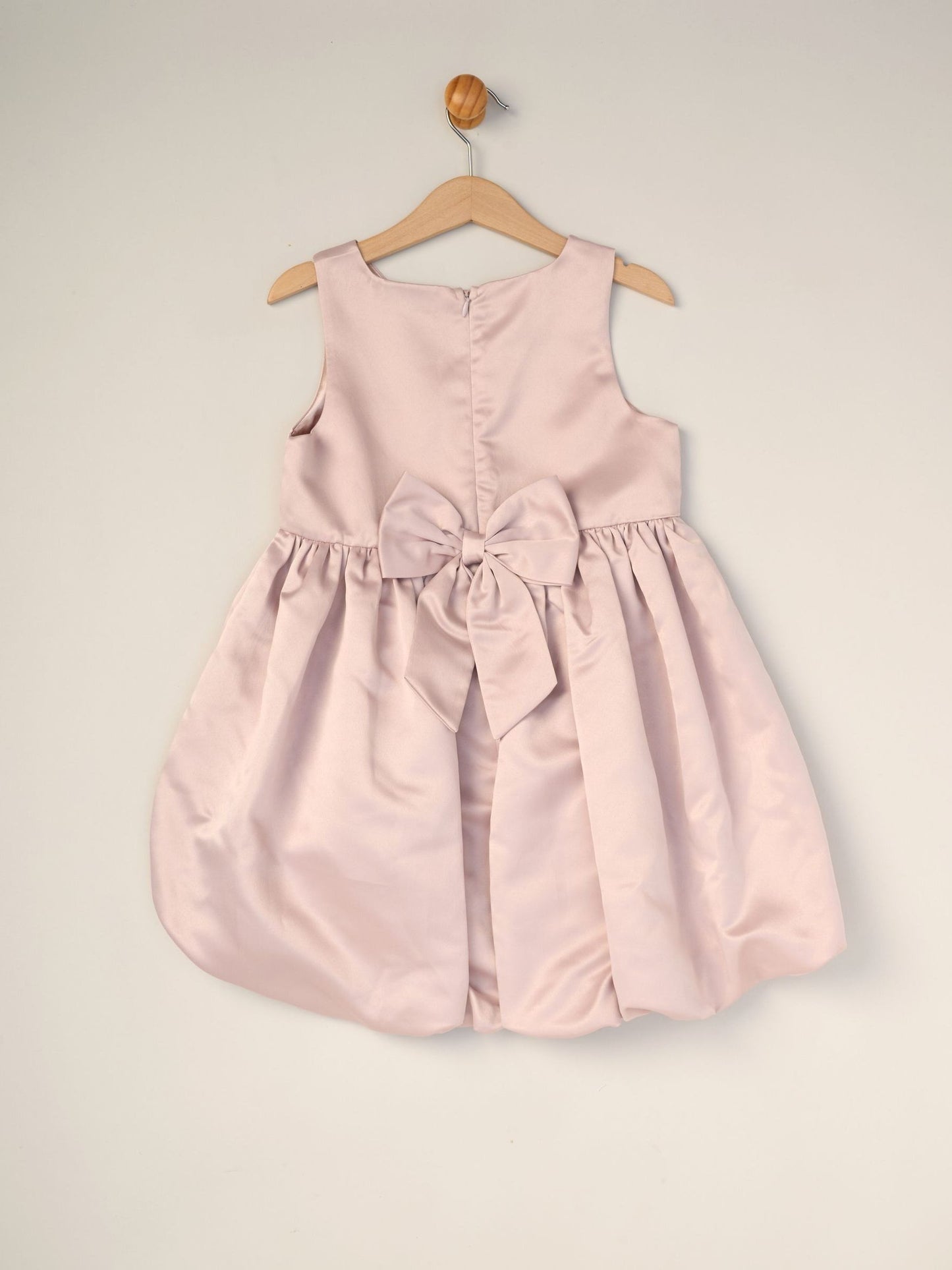 Miss Pink Bubble Hem Satin Dress Faux Fur Cardigan and Bow Clip Set image 4