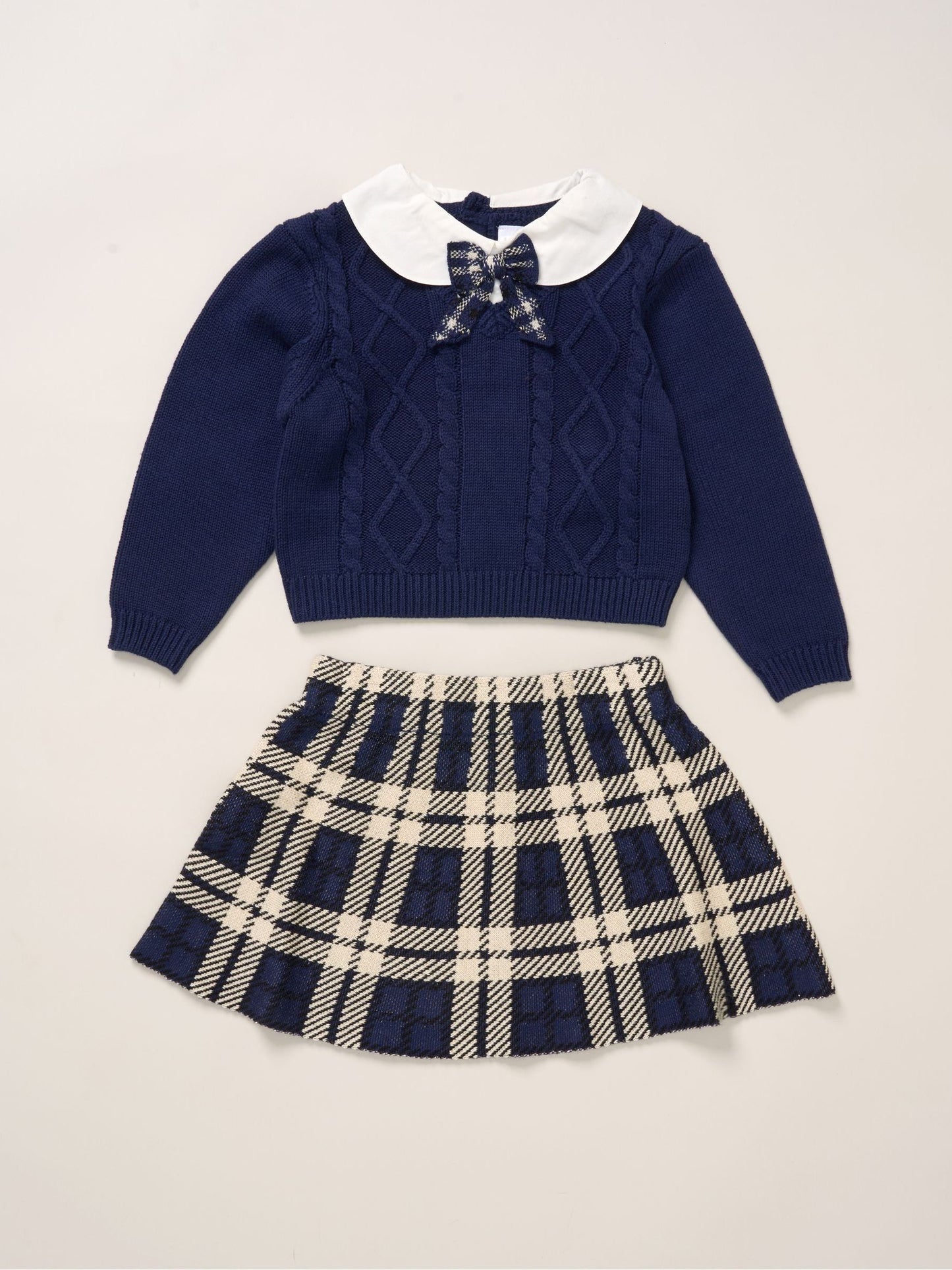 Miss Blue True Knit Jumper With Check Skirt And Headband Set image 1