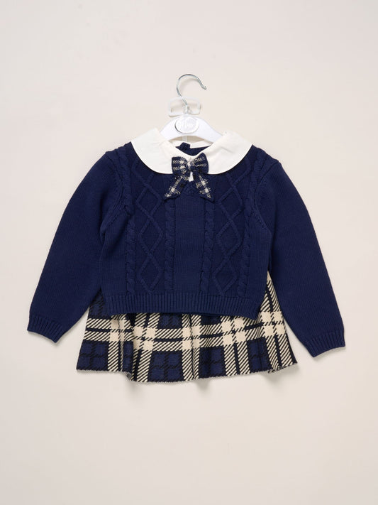 Miss Blue True Knit Jumper With Check Skirt And Headband Set image 2