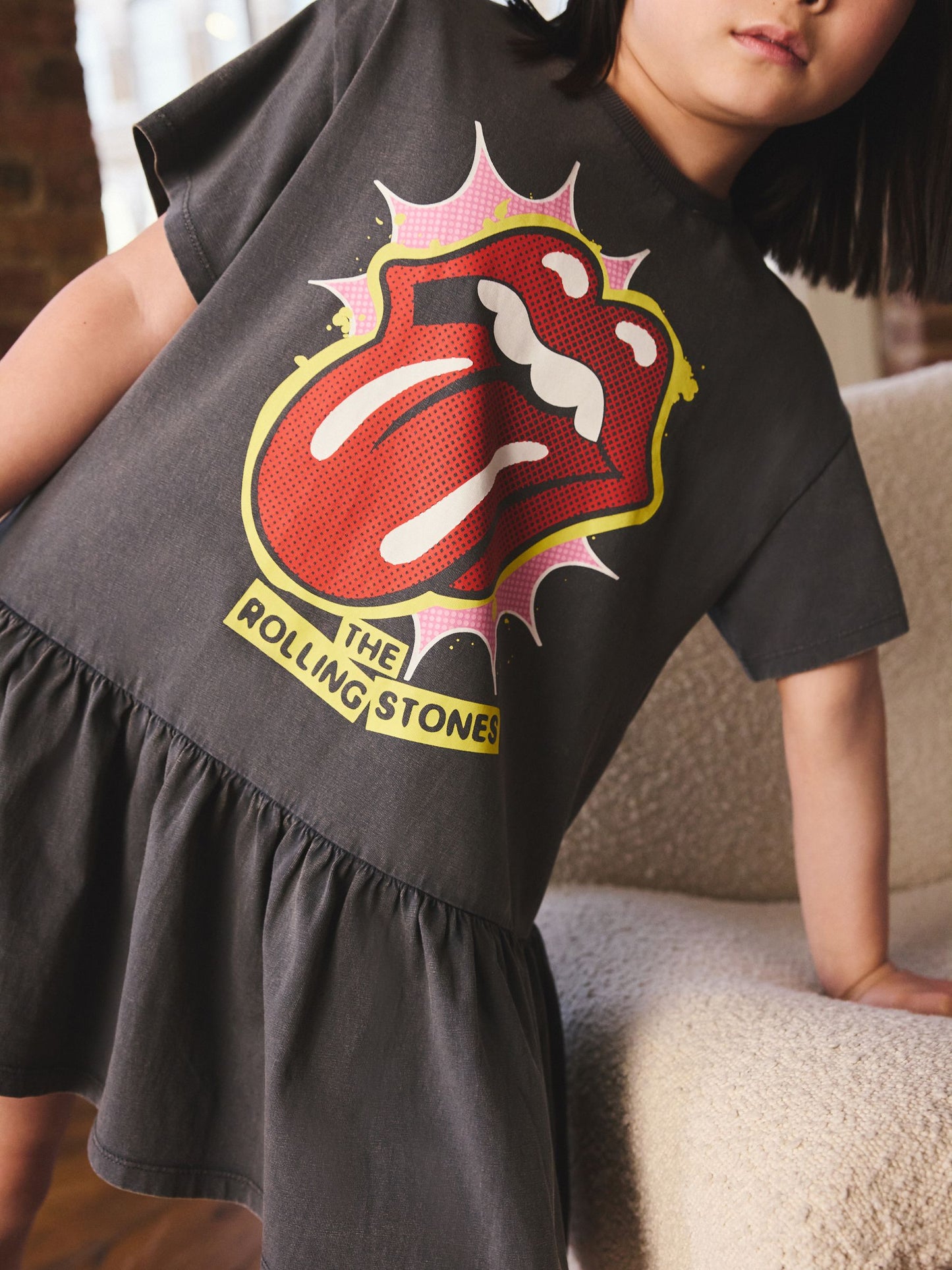 Grey The Rolling Stones Band T-Shirt Dress (3-16yrs) image 4