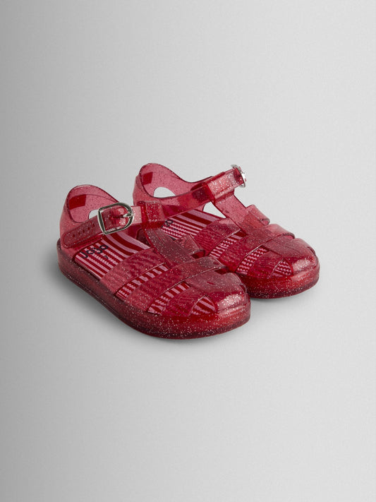JoJo Maman Bébé Red Glitter Jelly Sandals image 1