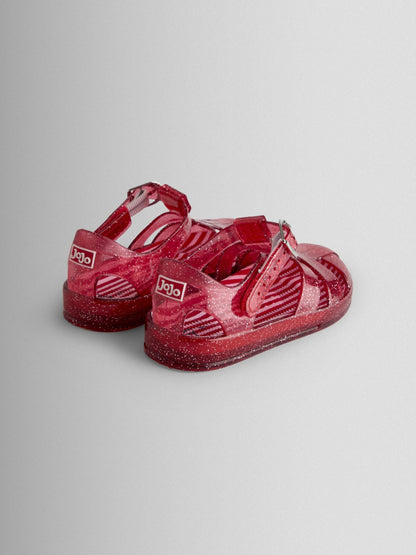 JoJo Maman Bébé Red Glitter Jelly Sandals image 2