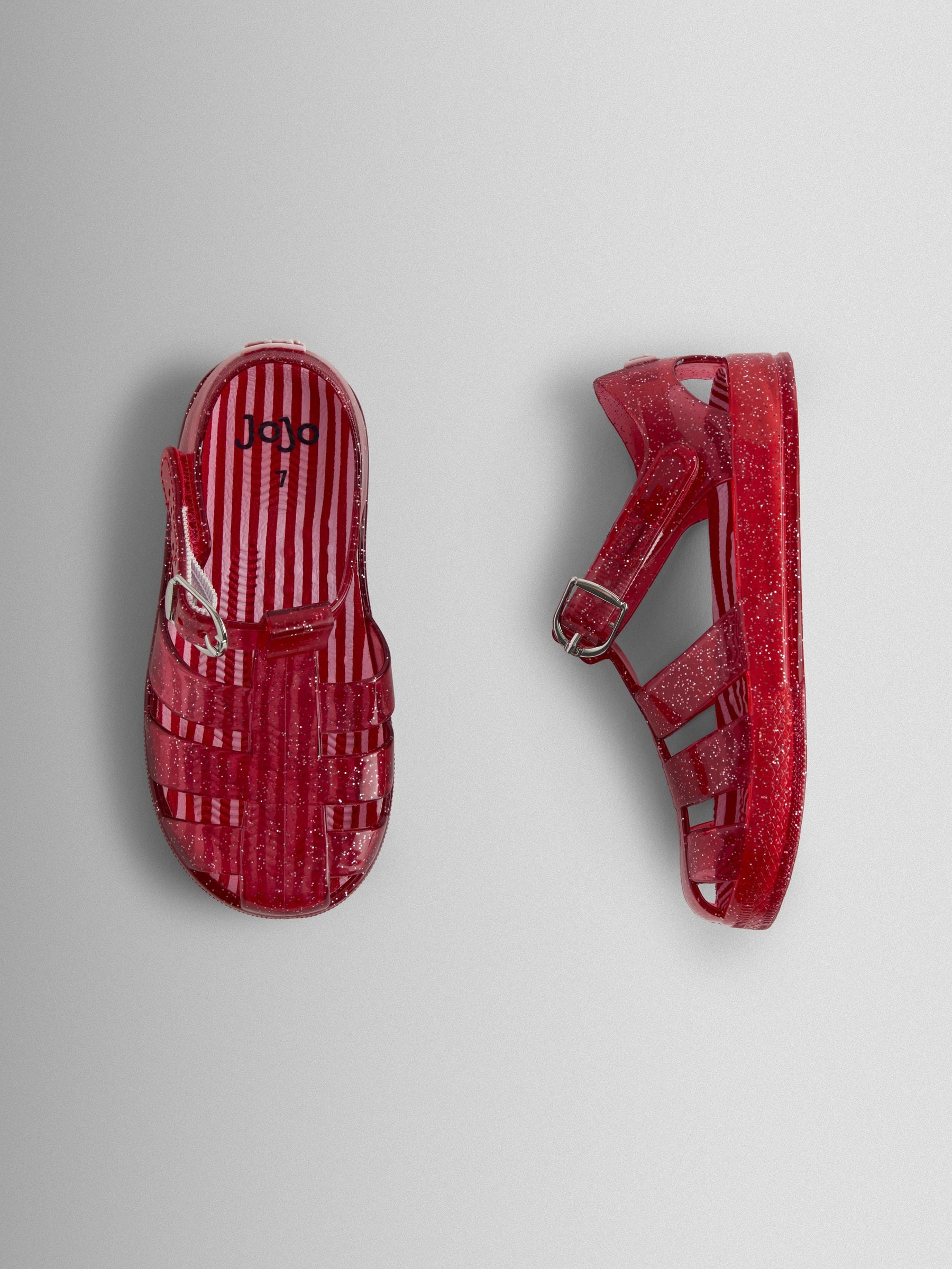 JoJo Maman Bébé Red Glitter Jelly Sandals image 3