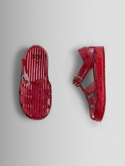 JoJo Maman Bébé Red Glitter Jelly Sandals image 3