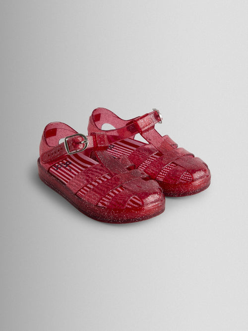 JoJo Maman Bébé Red Glitter Jelly Sandals image 1